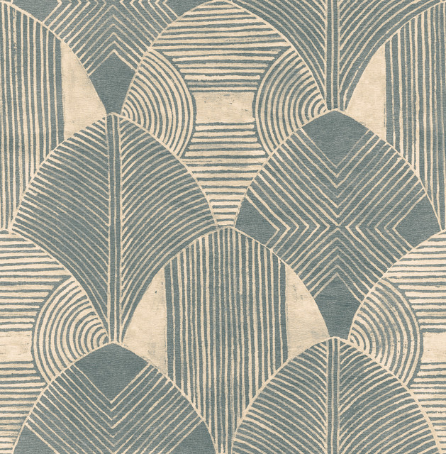 Westport Teal Geometric Wallpaper by A-Street Prints Designer Scott Living Covers about 56.4 square feet 20.5-in by 33-ft long roll Unpasted 20.8 - Swanky Fabrics -