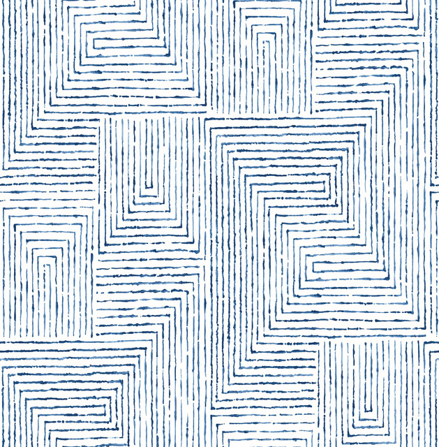 Merritt Indigo Geometric Wallpaper by A-Street Prints Designer Scott Living Covers about 56.4 square feet 20.5-in by 33-ft long roll Unpasted 20.8 - Swanky Fabrics - Merritt Indigo Geometric Wallpaper by A-Street Prints Designer Scott Living Covers about 56.4 square feet 20.5-in by 33-ft long roll Unpasted 20.8 - Swanky Fabrics -
