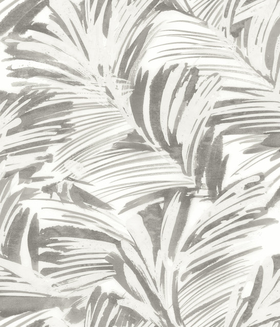 Chaparral Grey Fronds Wallpaper by Chesapeake Designer Sanibel Covers about 56.4 square feet 20.5-in by 33-ft long roll Prepasted 24 - Swanky Fabrics -