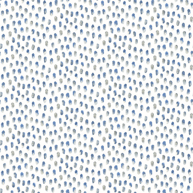 Sand Blue Painted Dots Wallpaper by Chesapeake Designer Sanibel Covers about 56.4 square feet 20.5-in by 33-ft long roll Prepasted 20.5 - Swanky Fabrics -