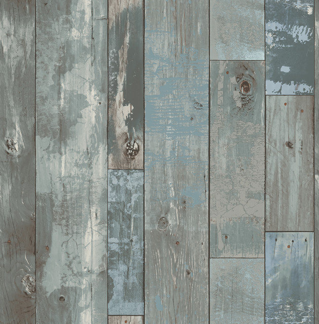 Deena Blue Distressed Wood Wallpaper by A-Street Prints Designer Restored Covers about 56.4 square feet 20.5-in by 33-ft long roll Unpasted 21 - Swanky Fabrics -