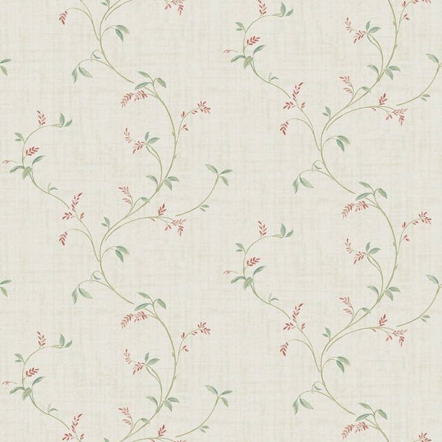 Madeley Coral Floral Trail Wallpaper by Chesapeake Designer Sage Hill Covers about 56.4 square feet 20.5-in by 33-ft long roll Unpasted 10 - Swanky Fabrics -