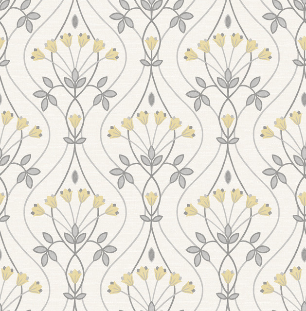 Dard Grey Tulip Ogee Wallpaper by A-Street Prints Designer Revival Covers about 56.4 square feet 20.5-in by 33-ft long roll Unpasted 10.4 - Swanky Fabrics -