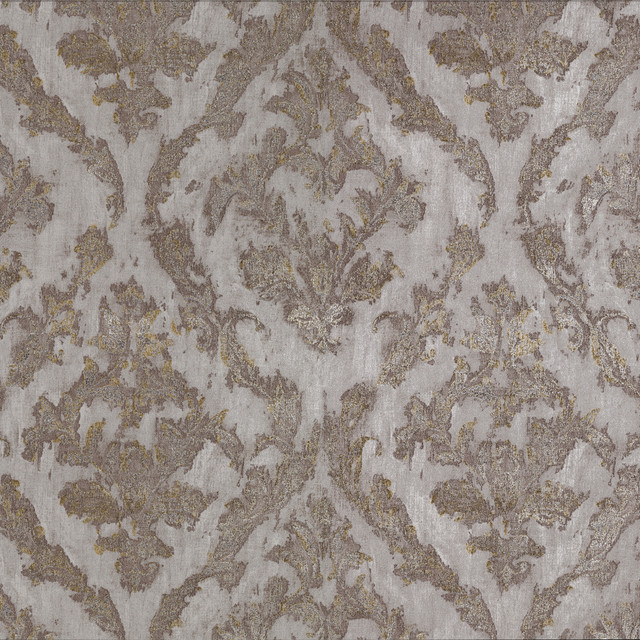 Lyra Bronze Damask Wallpaper by Brewster Designer Polished Covers about 57.8 square feet 21-in by 33-ft long roll Unpasted 25.2 - Swanky Fabrics -