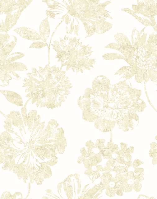 Folia Beige Floral Wallpaper by A-Street Prints Designer Perennial Covers about 56.4 square feet 20.5-in by 33-ft long roll Unpasted 26 - Swanky Fabrics -