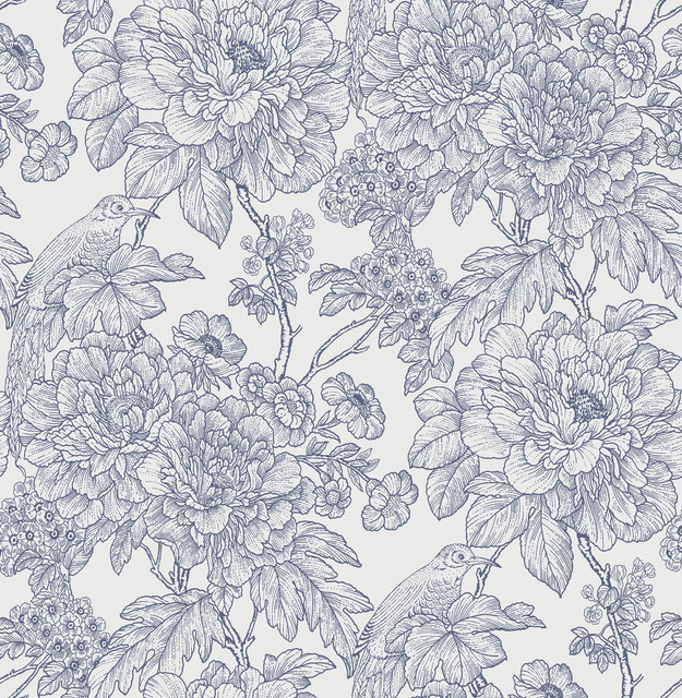 Birds of Paradise Breeze Blue Floral Wallpaper by A-Street Prints Designer Perennial Covers about 56.4 square feet 20.5-in by 33-ft long roll Unpasted 20.9 - Swanky Fabrics - Birds of Paradise Breeze Blue Floral Wallpaper by A-Street Prints Designer Perennial Covers about 56.4 square feet 20.5-in by 33-ft long roll Unpasted 20.9 - Swanky Fabrics -