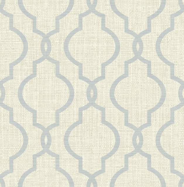 Geometric Grey Quatrefoil Wallpaper by Kenneth James Designer Palm Springs Covers about 56.4 square feet 20.5-in by 33-ft long roll Unpasted 21 - Swanky Fabrics -