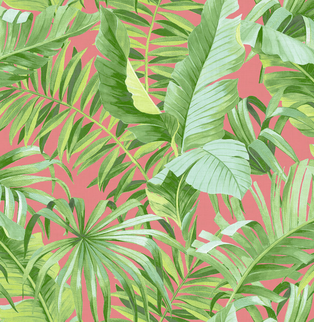 Alfresco Coral Tropical Palm Wallpaper by A-Street Prints Designer Pacifica Covers about 56.4 square feet 20.5-in by 33-ft long roll Unpasted 20.8 - Swanky Fabrics - Alfresco Coral Tropical Palm Wallpaper by A-Street Prints Designer Pacifica Covers about 56.4 square feet 20.5-in by 33-ft long roll Unpasted 20.8 - Swanky Fabrics -