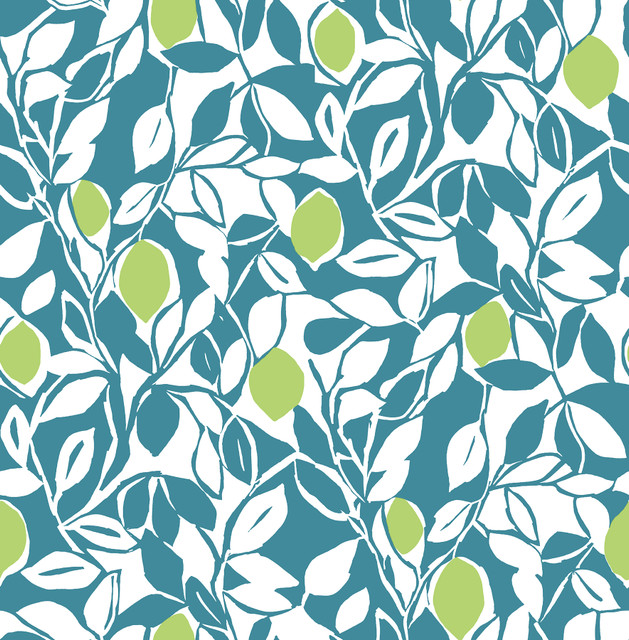 Loretto Teal Citrus Wallpaper by A-Street Prints Designer Pacifica Covers about 56.4 square feet 20.5-in by 33-ft long roll Unpasted 20.8 - Swanky Fabrics -