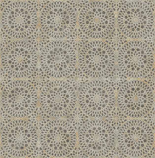 Twist Brown Medallion Wallpaper by Kenneth James Designer Palm Springs Covers about 56.4 square feet 20.5-in by 33-ft long roll Unpasted 5.21 - Swanky Fabrics - Twist Brown Medallion Wallpaper by Kenneth James Designer Palm Springs Covers about 56.4 square feet 20.5-in by 33-ft long roll Unpasted 5.21 - Swanky Fabrics -