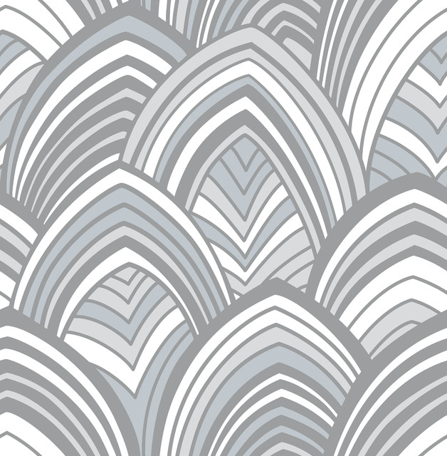 Cabarita Grey Art Deco Flocked Leaves Wallpaper by A-Street Prints Designer Pacifica Covers about 56.4 square feet 20.5-in by 33-ft long roll Unpasted 21 - Swanky Fabrics -
