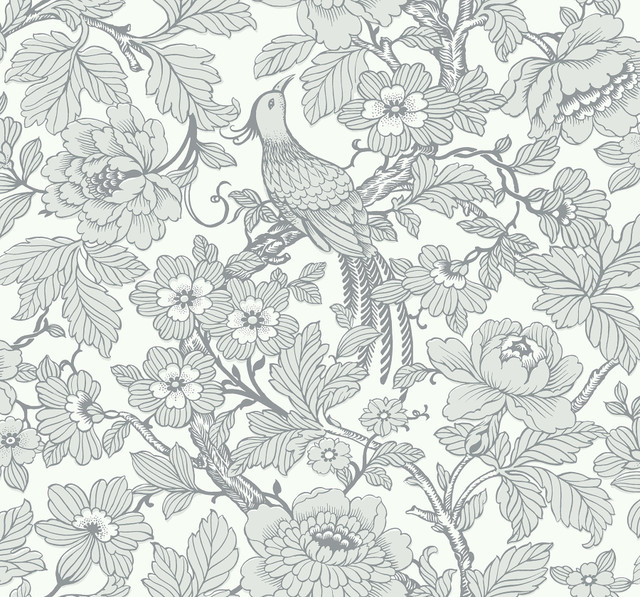 Beaufort Light Grey Peony Chinoiserie Wallpaper by A-Street Prints Designer Newport Covers about 60.8 square feet 27-in by 27-ft long roll Unpasted 25.2 - Swanky Fabrics - Beaufort Light Grey Peony Chinoiserie Wallpaper by A-Street Prints Designer Newport Covers about 60.8 square feet 27-in by 27-ft long roll Unpasted 25.2 - Swanky Fabrics -