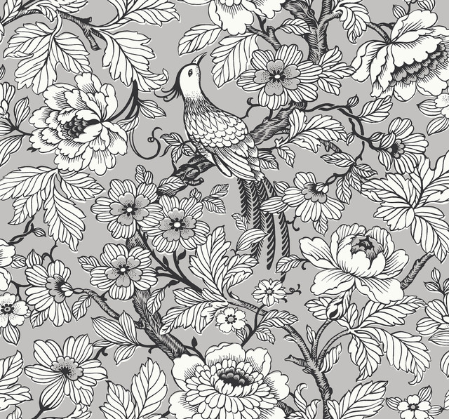 Beaufort Silver Peony Chinoiserie Wallpaper by A-Street Prints Designer Newport Covers about 60.8 square feet 27-in by 27-ft long roll Unpasted 25.2 - Swanky Fabrics - Beaufort Silver Peony Chinoiserie Wallpaper by A-Street Prints Designer Newport Covers about 60.8 square feet 27-in by 27-ft long roll Unpasted 25.2 - Swanky Fabrics -