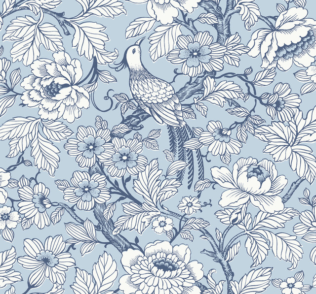 Beaufort Light Blue Peony Chinoiserie Wallpaper by A-Street Prints Designer Newport Covers about 60.8 square feet 27-in by 27-ft long roll Unpasted 25.2 - Swanky Fabrics - Beaufort Light Blue Peony Chinoiserie Wallpaper by A-Street Prints Designer Newport Covers about 60.8 square feet 27-in by 27-ft long roll Unpasted 25.2 - Swanky Fabrics -