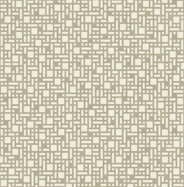 Bento Taupe Geometric Wallpaper by A-Street Prints Designer Mistral Covers about 56.4 square feet 20.5-in by 33-ft long roll Unpasted 10.4 - Swanky Fabrics -