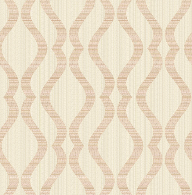 Yves Rose Gold Ogee Wallpaper by Advantage Designer Metallic Covers about 56.4 square feet 20.5-in by 33-ft long roll Unpasted 10.4 - Swanky Fabrics -