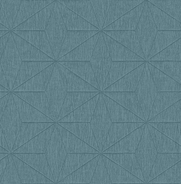 Bernice Teal Geometric Wallpaper by Fine Decor Designer Medley Covers about 56.4 square feet 20.5-in by 33-ft long roll Unpasted 20.9 - Swanky Fabrics -