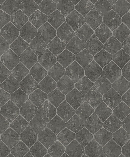 Rauta Pewter Hexagon Tile Wallpaper by A-Street Prints Designer Lumina Covers about 57.8 square feet 21-in by 33-ft long roll Unpasted 25.2 - Swanky Fabrics - Rauta Pewter Hexagon Tile Wallpaper by A-Street Prints Designer Lumina Covers about 57.8 square feet 21-in by 33-ft long roll Unpasted 25.2 - Swanky Fabrics -