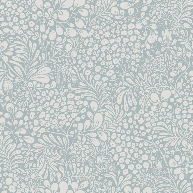 Siv Light Blue Botanical Wallpaper by A-Street Prints Designer Lina Covers about 57.5 square feet 20.9-in by 33-ft long roll Unpasted 20.9 - Swanky Fabrics -