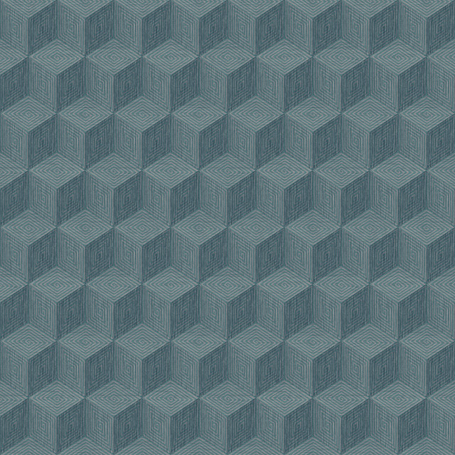 Claremont Blue Geometric Wallpaper by Engblad & Co Designer Lounge Luxe Covers about 57.8 square feet 21-in by 33-ft long roll Unpasted 5.25 - Swanky Fabrics -