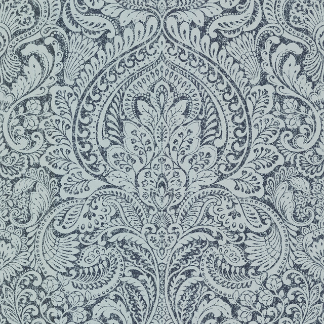 Artemis Sapphire Floral Damask Wallpaper by A-Street Prints Designer Lustre Covers about 57.5 square feet 20.9-in by 33-ft long roll Unpasted 25.2 - Swanky Fabrics -