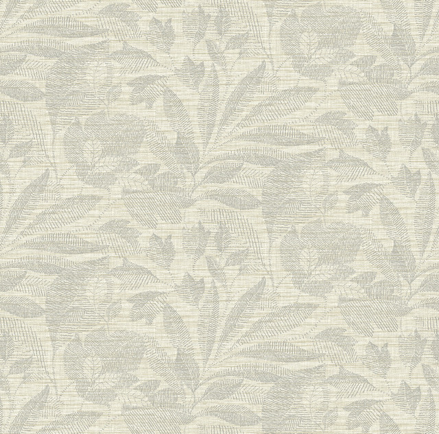 Lei Silver Leaf Wallpaper by A-Street Prints Designer Loom Covers about 60.8 square feet 27-in by 27-ft long roll Unpasted 27 - Swanky Fabrics -