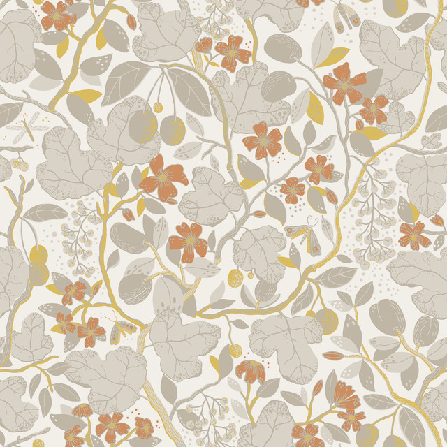 Ewald Grey Garden Vines Wallpaper by A-Street Prints Designer Lina Covers about 57.5 square feet 20.9-in by 33-ft long roll Unpasted 20.9 - Swanky Fabrics -