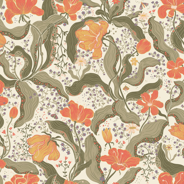 Bodri Dark Green Tulip Garden Wallpaper by A-Street Prints Designer Lina Covers about 57.5 square feet 20.9-in by 33-ft long roll Unpasted 20.9 - Swanky Fabrics - Bodri Dark Green Tulip Garden Wallpaper by A-Street Prints Designer Lina Covers about 57.5 square feet 20.9-in by 33-ft long roll Unpasted 20.9 - Swanky Fabrics -