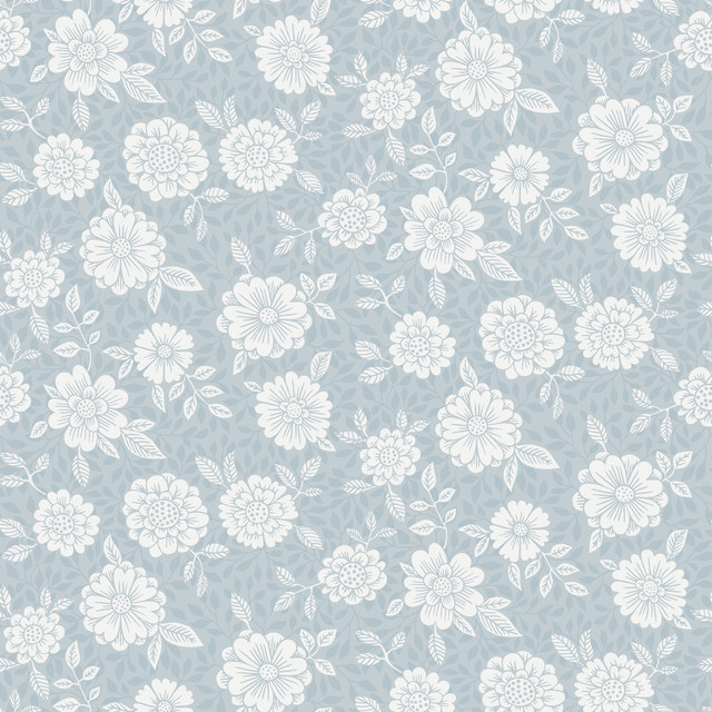 Lizette Light Blue Charming Floral Wallpaper by A-Street Prints Designer Ingrid Covers about 57.5 square feet 20.9-in by 33-ft long roll Unpasted 10.4 - Swanky Fabrics -