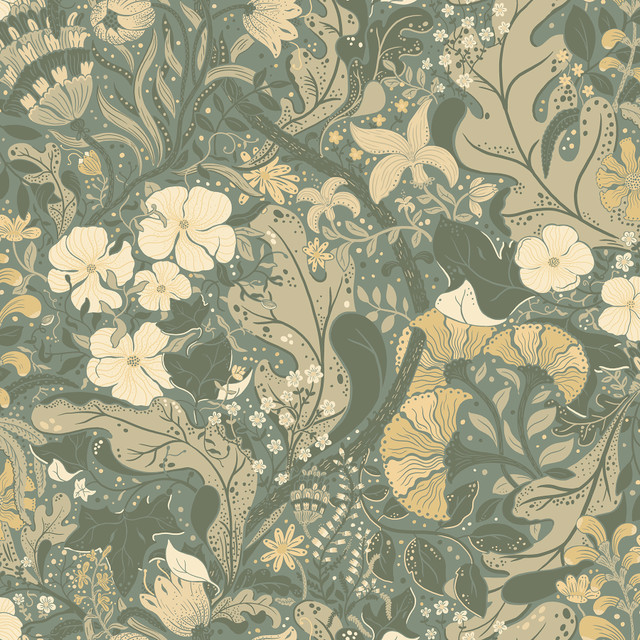 Elise Sea Green Nouveau Gardens Wallpaper by A-Street Prints Designer Ingrid Covers about 57.5 square feet 20.9-in by 33-ft long roll Unpasted 20.9 - Swanky Fabrics - Elise Sea Green Nouveau Gardens Wallpaper by A-Street Prints Designer Ingrid Covers about 57.5 square feet 20.9-in by 33-ft long roll Unpasted 20.9 - Swanky Fabrics -