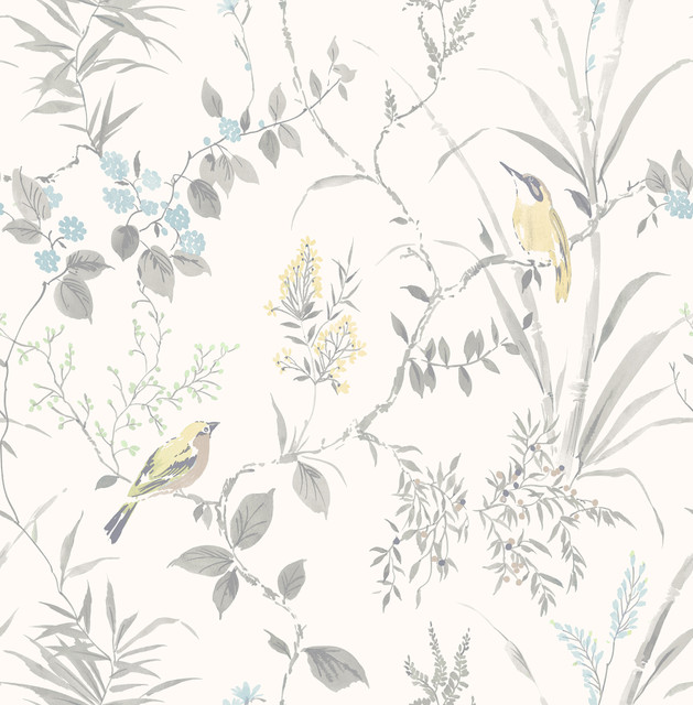 Imperial Garden Grey Botanical Wallpaper by Chesapeake Designer Homestead Covers about 56.4 square feet 20.5-in by 33-ft long roll Unpasted 20.9 - Swanky Fabrics - Imperial Garden Grey Botanical Wallpaper by Chesapeake Designer Homestead Covers about 56.4 square feet 20.5-in by 33-ft long roll Unpasted 20.9 - Swanky Fabrics -
