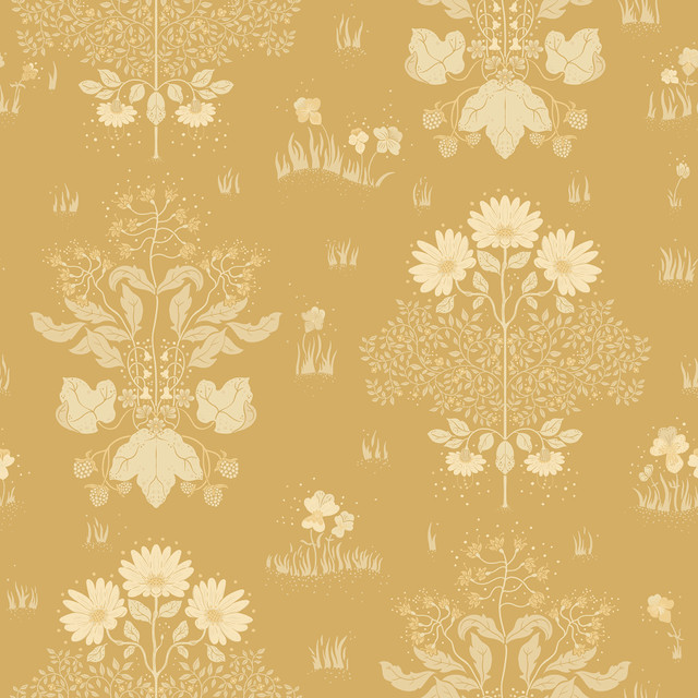 Elda Gold Delicate Daisies Wallpaper by A-Street Prints Designer Ingrid Covers about 57.5 square feet 20.9-in by 33-ft long roll Unpasted 20.9 - Swanky Fabrics - Elda Gold Delicate Daisies Wallpaper by A-Street Prints Designer Ingrid Covers about 57.5 square feet 20.9-in by 33-ft long roll Unpasted 20.9 - Swanky Fabrics -