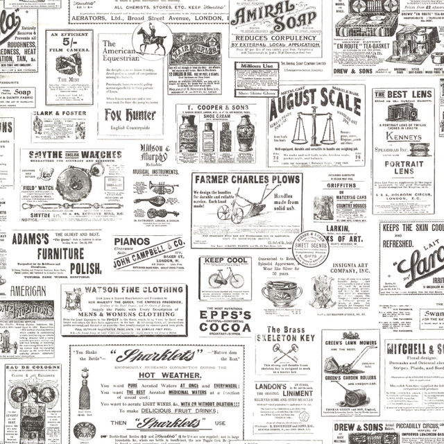 Adamstown Ivory Newspaper Classifieds Wallpaper by Chesapeake Designer Homestead Covers about 56.4 square feet 20.5-in by 33-ft long roll Prepasted 20.5 - Swanky Fabrics - Adamstown Ivory Newspaper Classifieds Wallpaper by Chesapeake Designer Homestead Covers about 56.4 square feet 20.5-in by 33-ft long roll Prepasted 20.5 - Swanky Fabrics -
