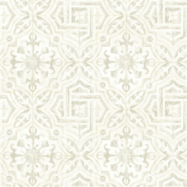 Sonoma Cream Spanish Tile Wallpaper by Chesapeake Designer Homestead Covers about 56.4 square feet 20.5-in by 33-ft long roll Prepasted 20.5 - Swanky Fabrics - Sonoma Cream Spanish Tile Wallpaper by Chesapeake Designer Homestead Covers about 56.4 square feet 20.5-in by 33-ft long roll Prepasted 20.5 - Swanky Fabrics -