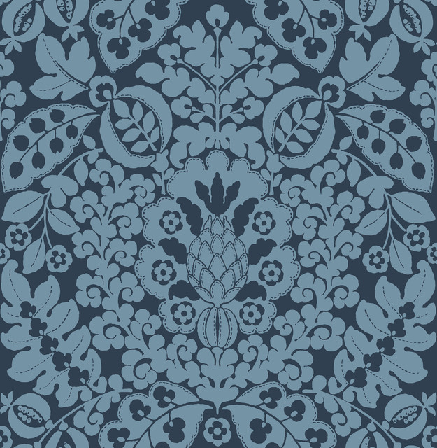 Marni Navy Fruit Damask Wallpaper by A-Street Prints Designer Happy Covers about 56.4 square feet 20.5-in by 33-ft long roll Unpasted 20.9 - Swanky Fabrics - Marni Navy Fruit Damask Wallpaper by A-Street Prints Designer Happy Covers about 56.4 square feet 20.5-in by 33-ft long roll Unpasted 20.9 - Swanky Fabrics -