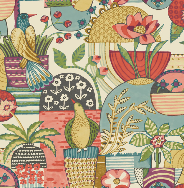 Fika Plum Blissful Birds & Blooms Wallpaper by A-Street Prints Designer Hannah Covers about 56.4 square feet 20.5-in by 33-ft long roll Unpasted 20.9 - Swanky Fabrics - Fika Plum Blissful Birds & Blooms Wallpaper by A-Street Prints Designer Hannah Covers about 56.4 square feet 20.5-in by 33-ft long roll Unpasted 20.9 - Swanky Fabrics -