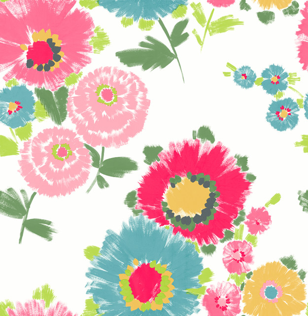 Essie Pink Painterly Floral Wallpaper by A-Street Prints Designer Happy Covers about 56.4 square feet 20.5-in by 33-ft long roll Unpasted 20.9 - Swanky Fabrics -