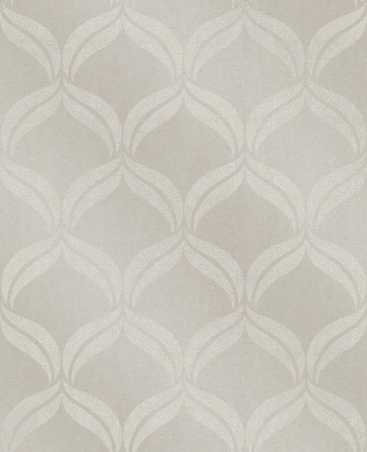 Petals Taupe Beaded Ogee Wallpaper by A-Street Prints Designer Geometrie Covers about 56.4 square feet 20.5-in by 33-ft long roll Unpasted 10.5 - Swanky Fabrics -