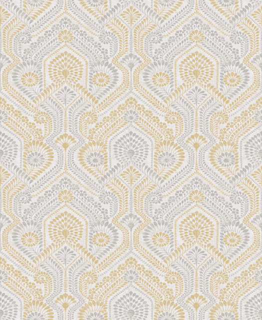 Fernback Yellow Ornate Botanical Wallpaper by A-Street Prints Designer Georgia Covers about 56.4 square feet 20.5-in by 33-ft long roll Unpasted 12.6 - Swanky Fabrics - Fernback Yellow Ornate Botanical Wallpaper by A-Street Prints Designer Georgia Covers about 56.4 square feet 20.5-in by 33-ft long roll Unpasted 12.6 - Swanky Fabrics -