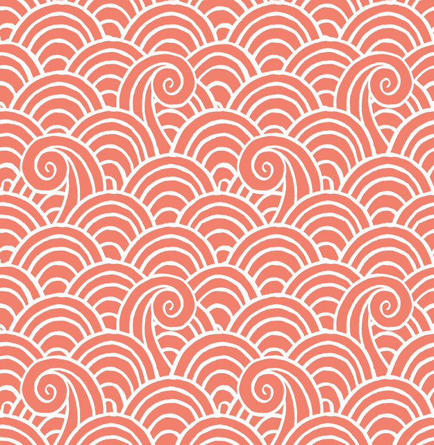 Alorah Coral Wave Wallpaper by A-Street Prints Designer Happy Covers about 56.4 square feet 20.5-in by 33-ft long roll Unpasted 10.4 - Swanky Fabrics -