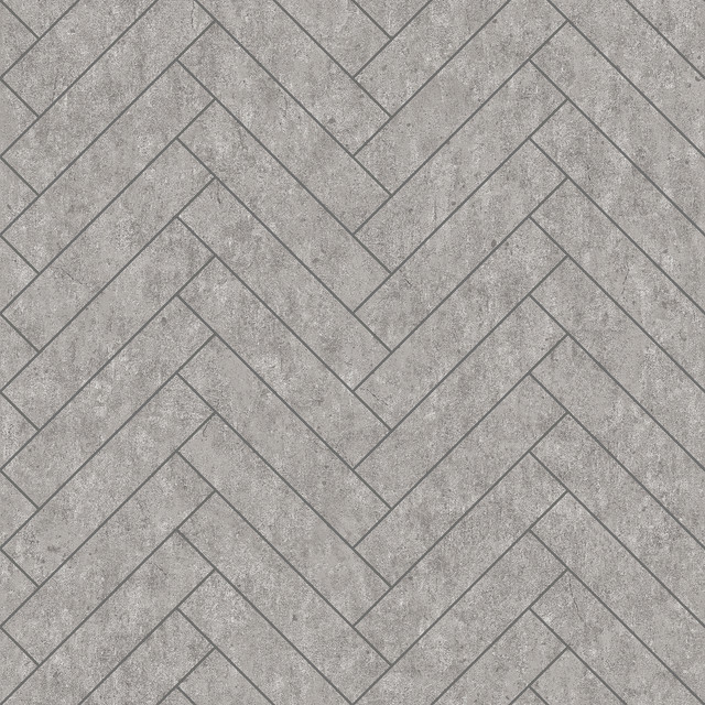 Raw Tiles Light Grey Herringbone Concrete Wallpaper by Engblad & Co Designer Graphic World Covers about 57.8 square feet 21-in by 33-ft long roll Unpasted 2.3 - Swanky Fabrics -