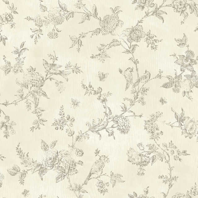 French Nightingale Cream Trail Wallpaper by Brewster Designer Fresh Start Kitchen & Bath Covers about 56.4 square feet 20.5-in by 33-ft long roll Prepasted 20.5 - Swanky Fabrics - French Nightingale Cream Trail Wallpaper by Brewster Designer Fresh Start Kitchen & Bath Covers about 56.4 square feet 20.5-in by 33-ft long roll Prepasted 20.5 - Swanky Fabrics -