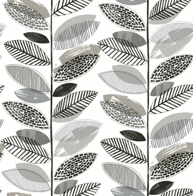 Nyssa Grey Leaves Wallpaper by Brewster Designer Fresh Start Kitchen & Bath Covers about 56.4 square feet 20.5-in by 33-ft long roll Unpasted 20.9 - Swanky Fabrics - Nyssa Grey Leaves Wallpaper by Brewster Designer Fresh Start Kitchen & Bath Covers about 56.4 square feet 20.5-in by 33-ft long roll Unpasted 20.9 - Swanky Fabrics -