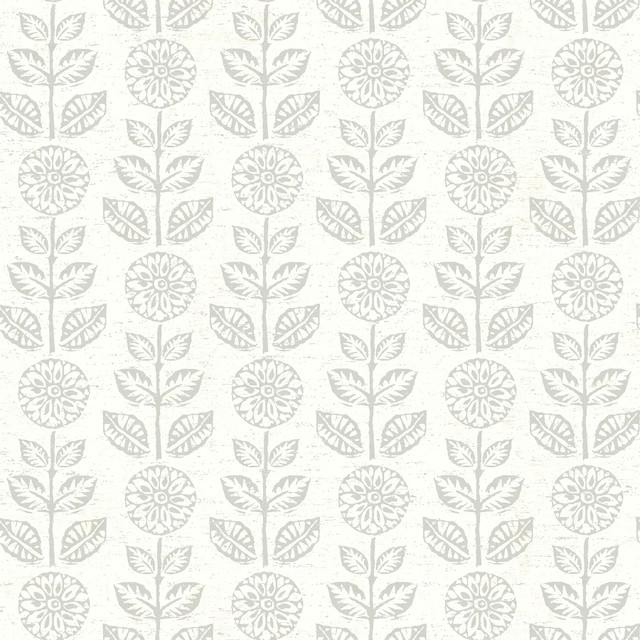 Dolly Taupe Folk Floral Wallpaper by Brewster Designer Fresh Start Kitchen & Bath Covers about 56.4 square feet 20.5-in by 33-ft long roll Prepasted 20.5 - Swanky Fabrics - Dolly Taupe Folk Floral Wallpaper by Brewster Designer Fresh Start Kitchen & Bath Covers about 56.4 square feet 20.5-in by 33-ft long roll Prepasted 20.5 - Swanky Fabrics -