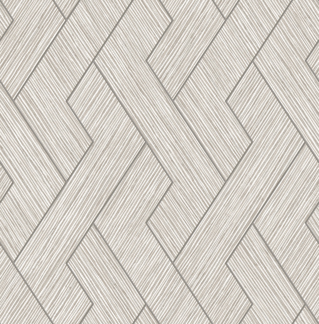 Ember Light Grey Geometric Basketweave Wallpaper by Advantage Designer Fusion Covers about 56.4 square feet 20.5-in by 33-ft long roll Unpasted 20.9 - Swanky Fabrics -