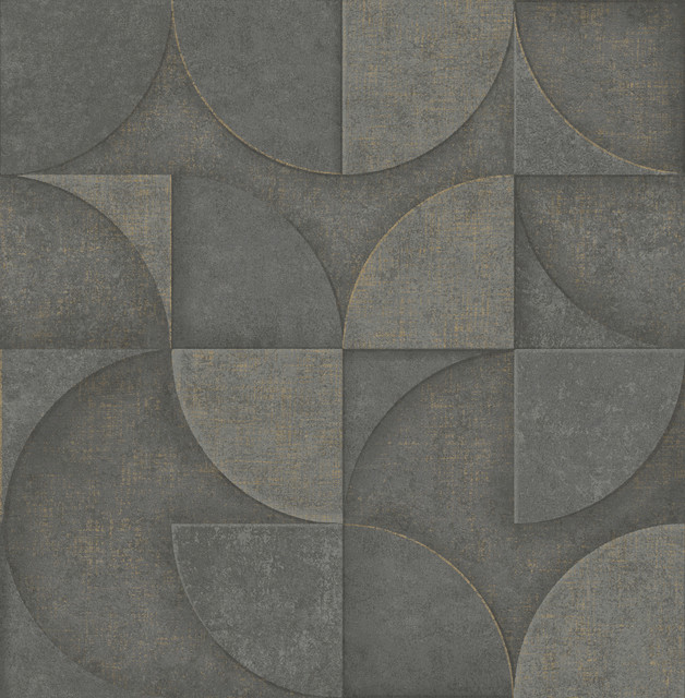 Addison Charcoal Retro Geo Wallpaper by Advantage Designer Fusion Covers about 56.4 square feet 20.5-in by 33-ft long roll Unpasted 20.9 - Swanky Fabrics - Addison Charcoal Retro Geo Wallpaper by Advantage Designer Fusion Covers about 56.4 square feet 20.5-in by 33-ft long roll Unpasted 20.9 - Swanky Fabrics -