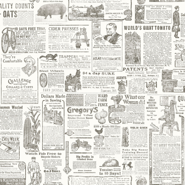 Underwood Brown Newspaper Wallpaper by Brewster Designer Fresh Start Kitchen & Bath Covers about 56.4 square feet 20.5-in by 33-ft long roll Prepasted 20.5 - Swanky Fabrics - Underwood Brown Newspaper Wallpaper by Brewster Designer Fresh Start Kitchen & Bath Covers about 56.4 square feet 20.5-in by 33-ft long roll Prepasted 20.5 - Swanky Fabrics -