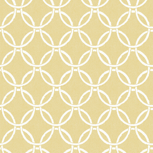 Quelala Yellow Ring Ogee Wallpaper by Chesapeake Designer Flora & Fauna Covers about 56.4 square feet 20.5-in by 33-ft long roll Prepasted 10.5 - Swanky Fabrics - Quelala Yellow Ring Ogee Wallpaper by Chesapeake Designer Flora & Fauna Covers about 56.4 square feet 20.5-in by 33-ft long roll Prepasted 10.5 - Swanky Fabrics -