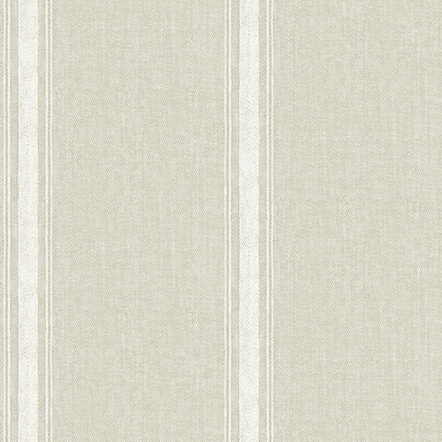 Linette Light Grey Fabric Stripe Wallpaper by Chesapeake Designer Farmhouse Covers about 56.4 square feet 20.5-in by 33-ft long roll Prepasted 20.9 - Swanky Fabrics -