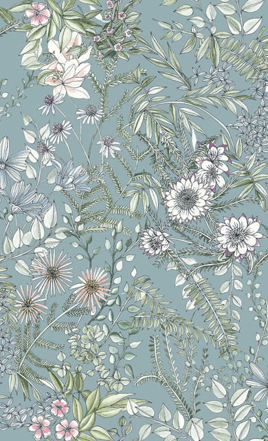 Full Bloom Blue Floral Wallpaper by A-Street Prints Designer Folklore Covers about 56.4 square feet 20.5-in by 33-ft long roll Unpasted 27 - Swanky Fabrics - Full Bloom Blue Floral Wallpaper by A-Street Prints Designer Folklore Covers about 56.4 square feet 20.5-in by 33-ft long roll Unpasted 27 - Swanky Fabrics -